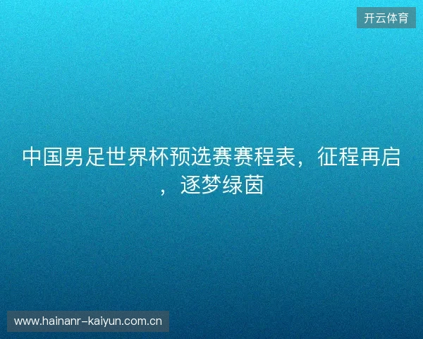 中国男足世界杯预选赛赛程表，征程再启，逐梦绿茵